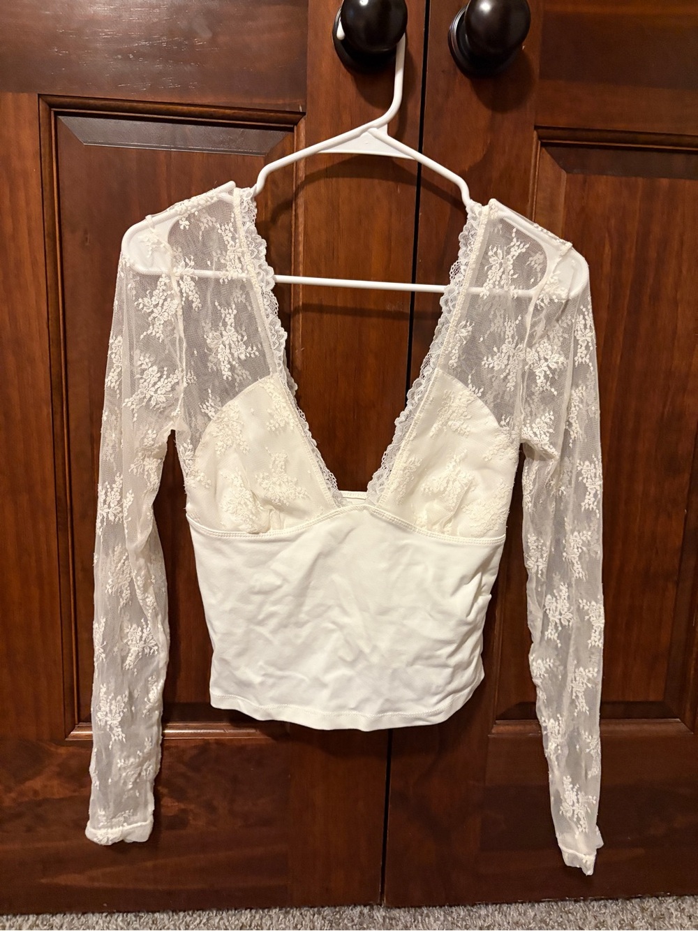 Free people lace v neck long sleeve